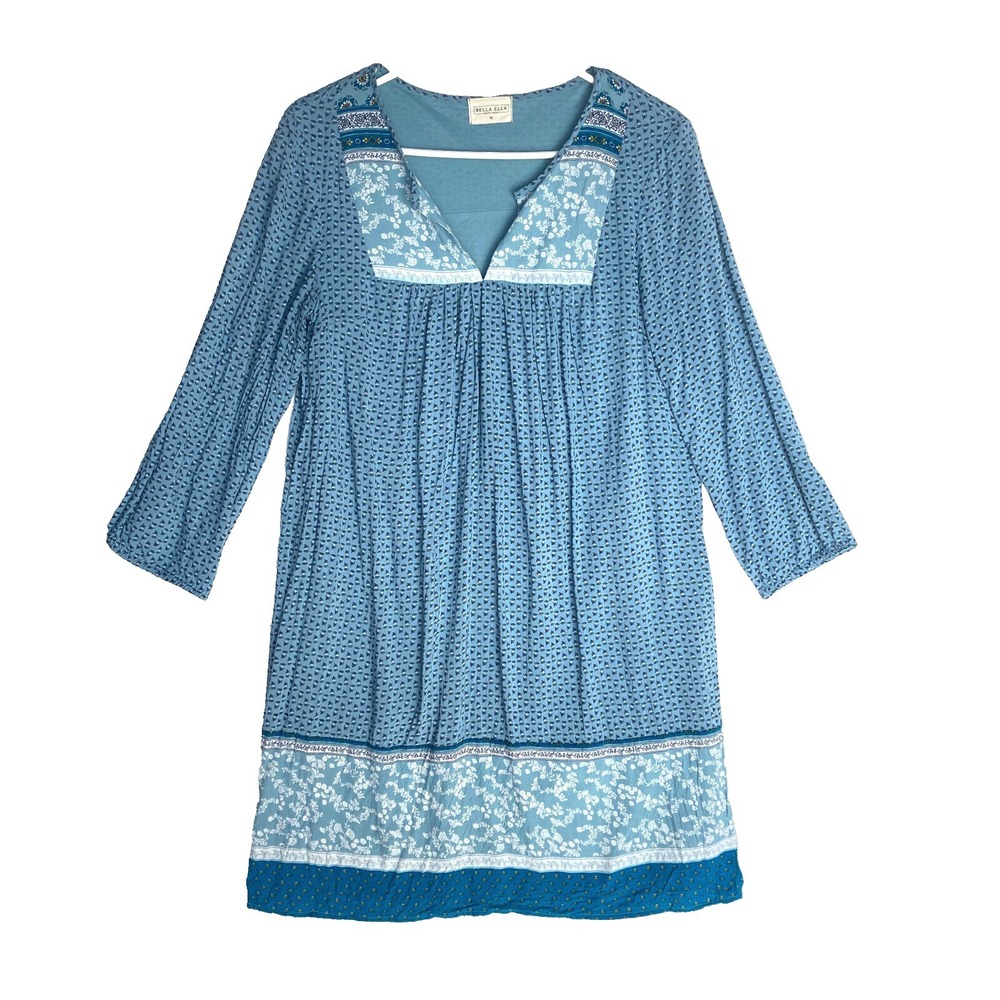 Bella Ella Cottagecore Wedding Guest Festival Boho Tunic Teal Dress Women M Tall